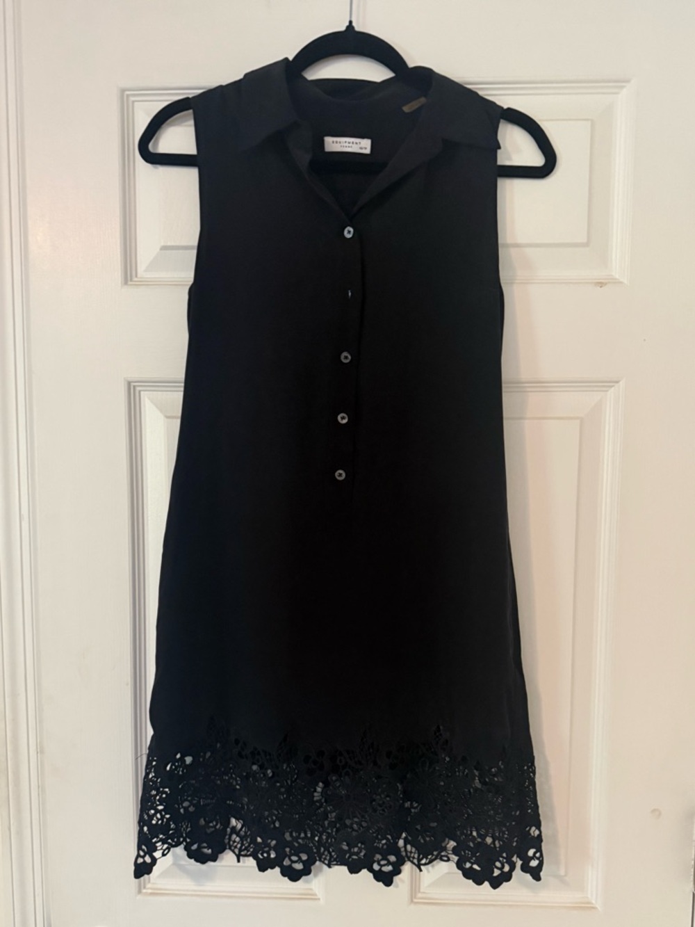 Equipment Lucida Silk Black Sleeveless Shirt Dress